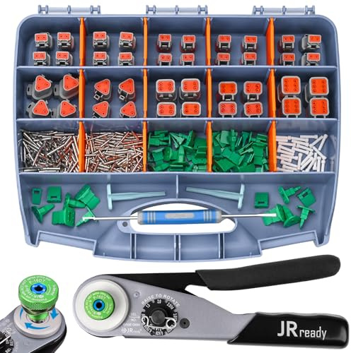 JRready DW5011 Deutsch Steckverbinder-Set, DT Stecker 2 3 4 6 Pin, Größe 16 solide Kontakte Pin und Buchse 16-20 AWG, Deutsch Crimpzange und Stiftentfernungswerkzeug, wasserdichte elektrische