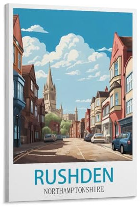 Rushden Northamptonshire Vintage-Reiseposter, 20 x 30 cm, Leinwandkunst, Poster und Wandkunst, Bilddruck, moderne Familienschlafzimmer-Dekoration