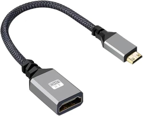 Komost Mini HDMI to HDMI Adapter Cable -Mini HDMI Male to HDMI Female Cord with 4K 60Hz HDR, 3D Support for Raspberry Pi, DSLR Cameras, Laptops | Ideal for Monitors, HDTVs, Projectors (Straight)