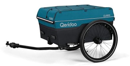 Qeridoo Qubee Petrol | Klappbarer Lastenanhänger mit 130l Volumen & Schnellwechsel-Deichsel | Fahrradanhänger & Bollerwagen faltbar mit Luftreifen | Fahrrad Zubehör Transport | Bike Trailer