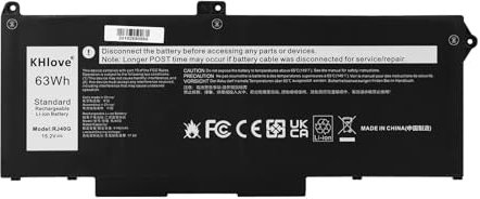 KHlove 63Wh RJ40G Batterie pour Dell Precision 15 3560 Latitude 14 5420 Latitude 15 5520 Series P137G P137G001 P104F P104F001 P104F002 005R42 075X16 01K2CF WY9DX 0WK3F1 0M3KCN Notebook Battery