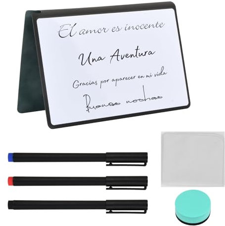 Whiteboard Klein A5 A4, White Board mit 3 Markern, Radiergummi und 1 Tuch, Doppelseitiges Schreiben, Memoboard Abwischbar, Tragbar Dry Erase Board für Studium, Besprechung, Entwurf, Notizen (A5)