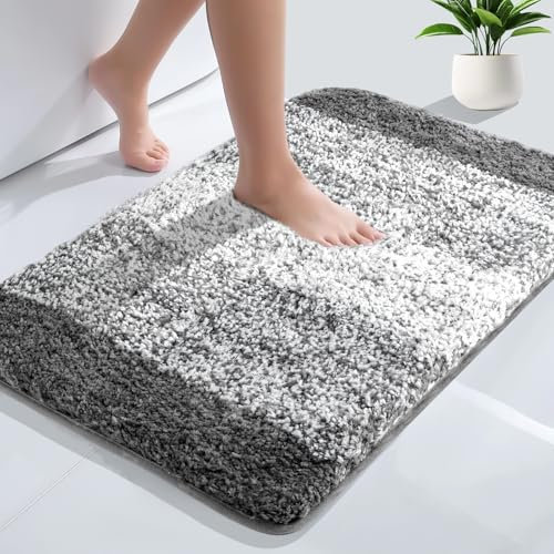 AUAUY Fluffy Bathroom Rug, Badezimmerteppich rutschfest Waschbar Badematte, Badteppich Mikrofaser Saugfähig Badvorleger, Bettvorleger Duschvorleger Fussmatte für Wohnzimmer Schlafzimmer 50 x 75 cm