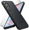 caslord Coque pour Samsung Galaxy S24 FE 5G avec 3 Verre Trempé [Antichoc] Coque de téléphone Portable, Dos Translucide Mat Anti-Traces de Doigts, Noir