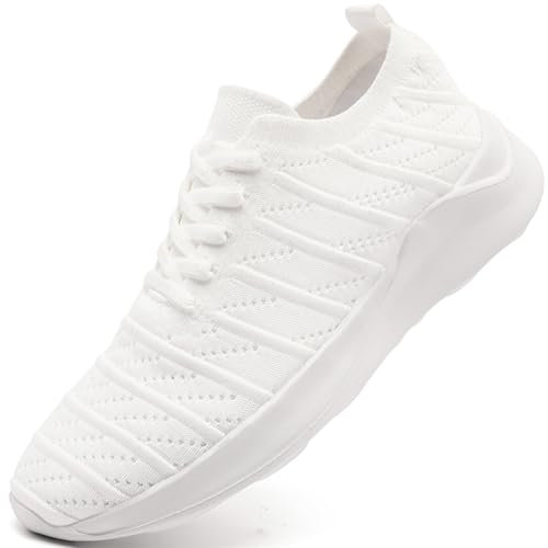 VLHGCG Damen Schuhe Sneaker Sportschuhe Turnschuhe rutschfest Laufschuhe Atmungsaktive Leichte Hallenschuhe Sommer Outdoor Running Bequem Straßenlaufschuhe,Weiß,EU 42