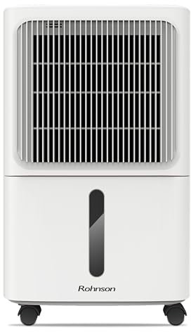 Rohnson Deumidificatore - 12L/Giorno, per 60 m², Serbatoio 2L, Silenzioso 36dB, Asciugatura Bucato, Ionizzatore, Controllo Umidità Digitale, Drenaggio Continuo, Ruote e Maniglia, Timer 24h
