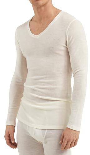 DILLING Langarmshirt aus Merinowolle mit V-Ausschnitt für Herren