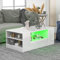 Haobosic Moderner Couchtisch aus Hochglanz-Lack mit 2 Schubladen und 2 Einlegeböden, 95 x 53 x 37 cm, elegantes Wohnzimmermöbel mit LED-Beleuchtung
