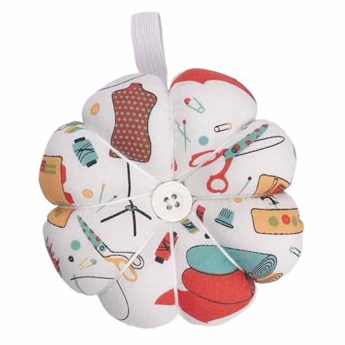 FYHJNC Pumpkin Fabric Wrist Pin Cushion with Elastic Strap for Sewing DIY