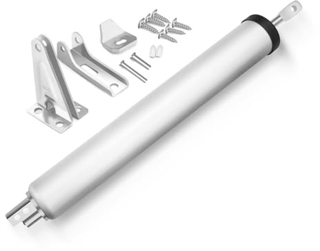 Yitexin Silver Pneumatic Screen and Storm Door Closer Set, Screen Door Shock Replacement Absorber with Bracket & Parts, Heavy Duty Gate Closer Piston Kit with Adjustable (Silver)
