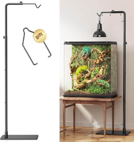 Reptilien-Wärmelampenständer, verstellbar von 53 cm bis 157 cm – Metall-Lampenhalter mit schwerem Sockel für Schildkröten, Schlangen, Eidechsen – Heizlampenhalterung für Aquarien und Terrarien