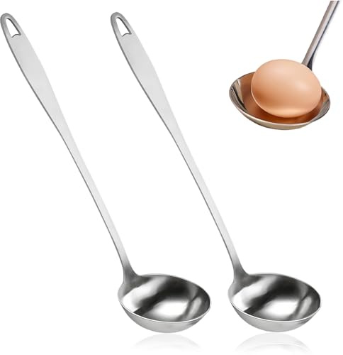 YRUHAN 2 Piezas Cucharón de Sopa, Cazo Sopero de Acero Inoxidable, Cucharones de Cocina, no es Fácil de Quemar, Suave y Fácil de Limpiar, Fácil de Guardar, Adecuado para Servir Sopa, Remover