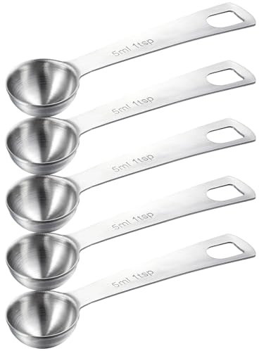5 cucchiai dosatori da 1/3 cucchiaio (1 cucchiaino | 5 ml | 1/6 once) cucchiai dosatori in acciaio inox per cucina cucchiaio da cucina (argento)