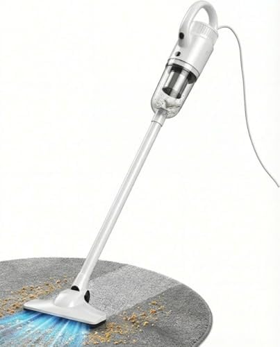Trunera Aspirateur Filaire 2-en-1 Léger, Aspirateur à Main et Balai avec Aspiration Puissante, Filtre Lavable et Grand Réservoir à Poussière, Idéal pour Sols Durs, Tapis et Poils d’Animaux Milky White