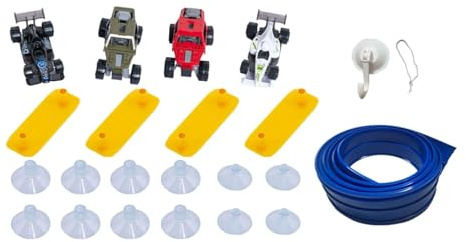 Flex Tracks Lange Aufrollbare Tragbare Rennstrecke Lernspielzeug Starterset Kinder Konstruktionsspielzeug für Kinder Ab 3 Jahren Geburtstagsgeschenke, Blau 500x8cm