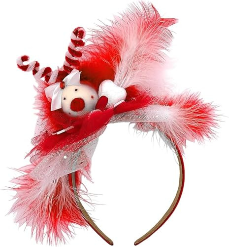 TrendandStylez Karneval Haarreif Clown & Dom Damen Herren – Feder Haarreif mit Figur, Tüll & Schleife – für Fasching, Kostüm, Mottoparty & Karneval in Blau, Rot oder Schwarz