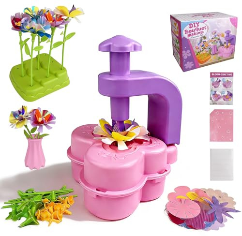 LUMITERRA DIY Blumen Bastelset, Blumen Basteln Spielzeug mit Blumen Maschine, Kunsthandwerk Lernspielzeugset, Geburtstags und Weihnachtsgeschenke, Geeignet für Mädchen ab 3+ Jahren