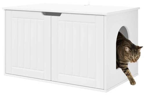 vidaXL Katzenhaus Weiß 85 x 55 x 50,5 cm Holzwerkstoff, Moderne Katzenhaus, rechteckige Ruheoase, gemütliches Möbelstück, stylisches Katzenheim aus Holz