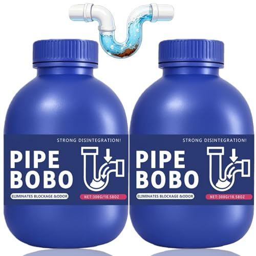 2PCS Drain Unblocker,Powerful Sink &Drain Cleaner,Pipe Bobo Drain Cleaner,Powerful Pipe Dredge Agent,Pipecleaner,Unclogging Cleaner,Strong Drain & Toilet Unblocker,Outdoor Drain Unblocker,300g