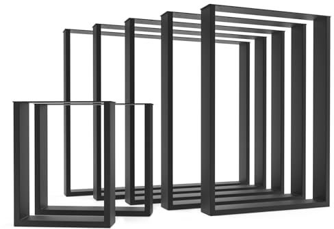 HEVVA 1x Couchtischbein/Bankbein - Basel - U-Form (40x43 cm, Schwarz) | Couchtischgestell, DIY-Couchtisch, Bankgestell für den Innen- und Außenbereich, Bankbeine aus Metall, Couchtischkufen