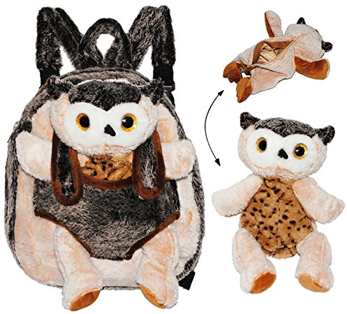 alles-meine.de GmbH 2 TLG. Set: Plüsch Rucksack + Kuscheltier - Eule - Kinderrucksack - Plüschtier mit Geheimfach - Kuscheltier - Eulen - für Kinder Kindergartenrucksack Kinderta..