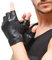 Nappaglo Herren Fingerlose Lederhandschuhe Lammfell Weiches Seidenfutter Halbfinger für fahren Radfahren Outdoor Handschuhe, Schwarz, XL