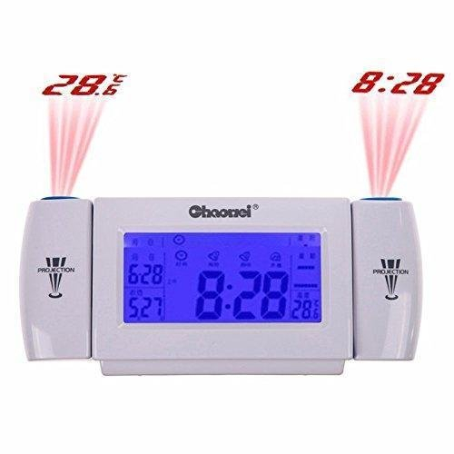 Gadget World Shop Rotating Projection Alarm Clock with Snooze Date Temp -Clapping Voice Controlled Alarm