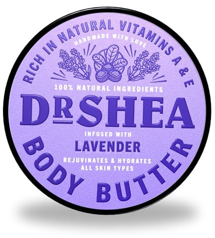 Beurre corporel Dr Shea Lavende - Massage aromathérapie - Crème hydratante ultra-douce pour la peau - Bienfaits relaxants - Beurre de karité Grade A + Huile essentielle - Soin spa - Sérum visage