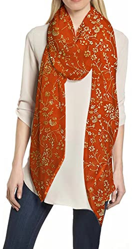 Lina & Lily Damen Schal Hijab Glitzer Blumenmuster (Orange)