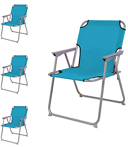 Mojawo 4 Stück Campingstuhl Faltstuhl Stoff Oxfort Petrol Klappstuhl Anglerstuhl Regiestuhl Angelstuhl Metall B 53 x T 46 x H 74 cm