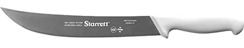 Starrett Professional Stainless Steel Chefs Steak Knives - Wide Curved Profile - 10-inch (250mm) - White Handle