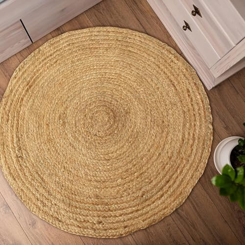Chardin home Farmhouse Jute-Teppich, rund, naturfarben, 91 cm
