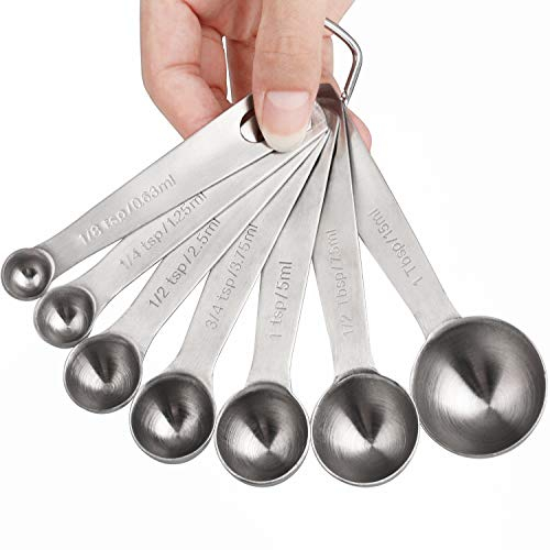 Measuring Spoons Stainless Steel Set of 7 for Measurement Tablespoon Teaspoon Measuring Dry and Liquid Ingredients