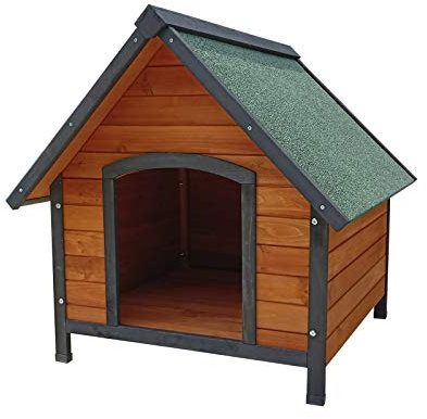 Gardiun Sweet Hundehütte aus Holz, 72 x 76 x 76 cm, mit 2 Wasserdach und asphaltischer Abdeckung