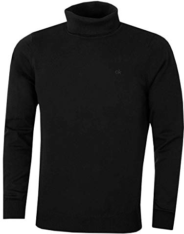 Calvin Klein Hommes CK col roulé en Tricot Rib Chaud Pull Durable - Noir - L