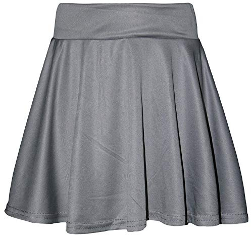 A2Z 4 Kids Girls Plain Skater Skirt Camouflage for School Trendy Soft Feel - Plain Skater Skirt Steel Grey 9-10