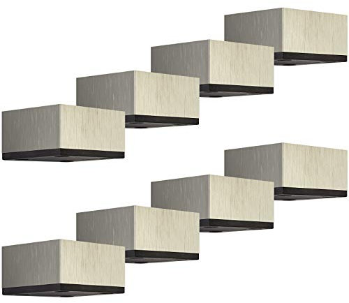 SOTECH Lot de 8 pieds de meuble MOTEL 35 mm 65 x 65 mm aspect inox Pieds de canapé en aluminium