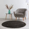 carpet city Hochflor Teppich Wohnzimmer - Einfarbig Schwarz - 120x120 cm Rund - Shaggyteppich Langflor Uni - Schlafzimmerteppich Flauschig Weich - Moderne Wohnzimmerteppiche