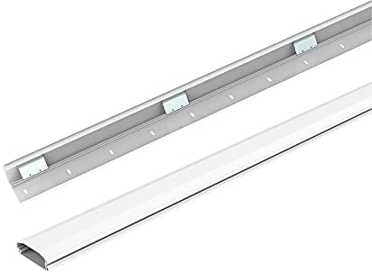 Conecto 1,00 m Aluminium Kabelk zum Kleben oder Schrauben mit 3 x 30 cm 3M Klebeband, Weiß