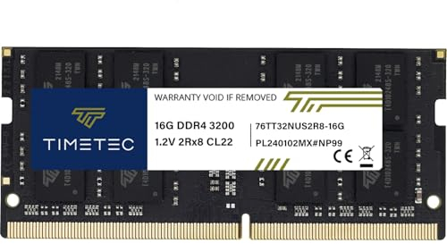 Timetec 16GB DDR4 3200MHz (DDR4-3200) PC4-25600 Non-ECC Unbuffered 1.2V CL22 2Rx8 Dual Rank 260 Pin SODIMM Kompatibel mit AMD und Intel Gaming Laptop Notebook PC Computer Speicher RAM Modul Upgrade