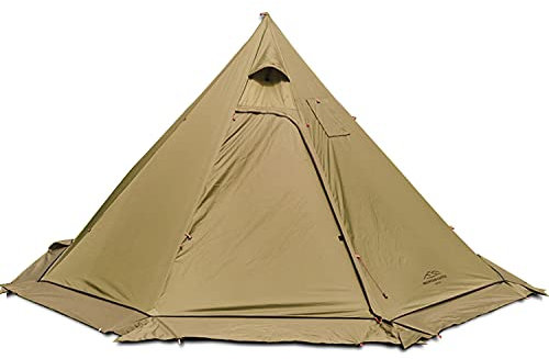 Preself Leichtes Tipi Heißzelt für 3 Personen mit feuerhemmenden Rauchrohren, Fenster-Tipi-Zelte für Familienteam, Outdoor-Rucksackreisen, Camping, Wandern (Khaki T2 groß)