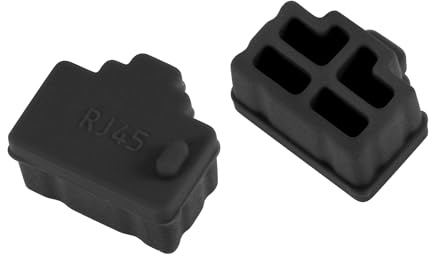 sourcing map 50Stk. RJ45 Silikon Beschutz Ethernet Hub Port anti Staub Kappe Abdeckung 12mmx8,3mm schwarz | Port anti Staub Kappe Abdeckung