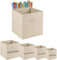 A406 2x Foldable Storage Boxes Storage Cube Boxes Storage Basket Fabric Cubes with Handles Collapsible Fabric Organiser Clothes Storage Box (Large-30x30x30cm, Beige)