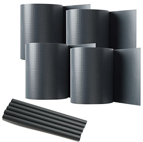 Fiqops 4X PVC Sichtschutzstreifen, 140m x 19cm Windschutz & UV-bestädig Sichtschutzfolie inkl. 120 Befestigungsclips, perfekt für Doppelstab Mattenzaun, Anthrazit