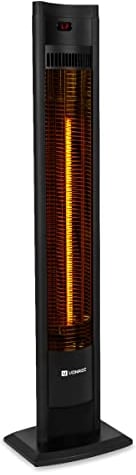 VONROC Chauffage Extérieur Terrasse Sur Pied 2000W Filicudi - Lampe Infrarouge Chauffante 107 cm avec Télécommande - 2 Niveaux de Chaleur - Élément En Carbone - Temps Chauffe 3 Sec