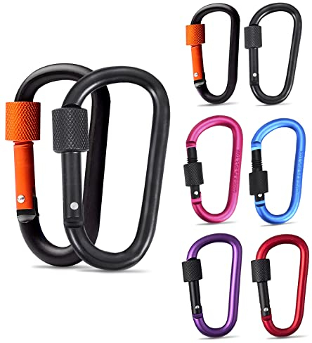 KAXIMON Small Carabiner Clips - 8 Pack Premium Aluminum Alloy Key Carabiner for Backpack, Hammock, Indoor, Outdoor, Camping (Not for Climbing)