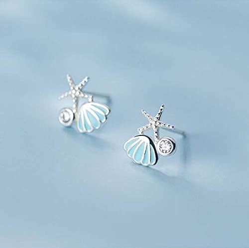 Ohrhänger Silber 925, 925 Sterling Silber Ohrstecker Zierliche Seestern Muschel Ohrstecker Mode Knorpel Kleine Ohrstecker Charm Schmuck Für Frauen Freundin Schwester