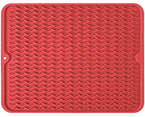 Tappetino in silicone, antiscivolo, facile da pulire, grande, resistente al calore, per bancone della cucina, lavello, frigorifero o cassetto (30,5 x 40,6 cm, rosso)