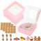 GUIFIER 30 Stück 6 Zoll Tortenschachtel mit Sichtfenster, Kraftpapier Geschenkbox mit Fenster Bäckerei Boxen, Kuchen Box Karton Donut Boxen Keksschachtel Cupcake Boxen für Brownie Dessert Cookie -Rosa