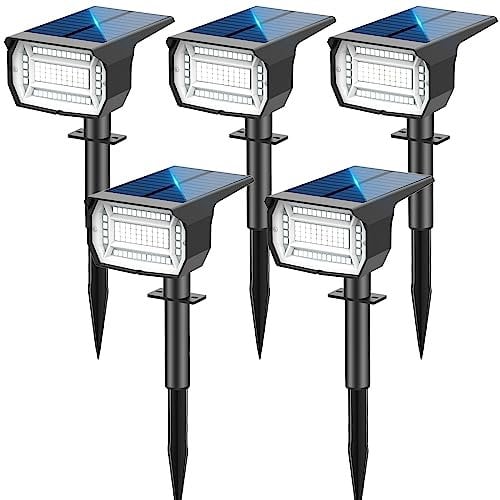 5Pcs Solar Spot Lights Outdoor Garden 72 LED Landscape Spotlights 3 Modes IP67 Waterproof Auto ON/Off Dusk Till Dawn Uplighters for Garden, Yard, Driveway, Pathway